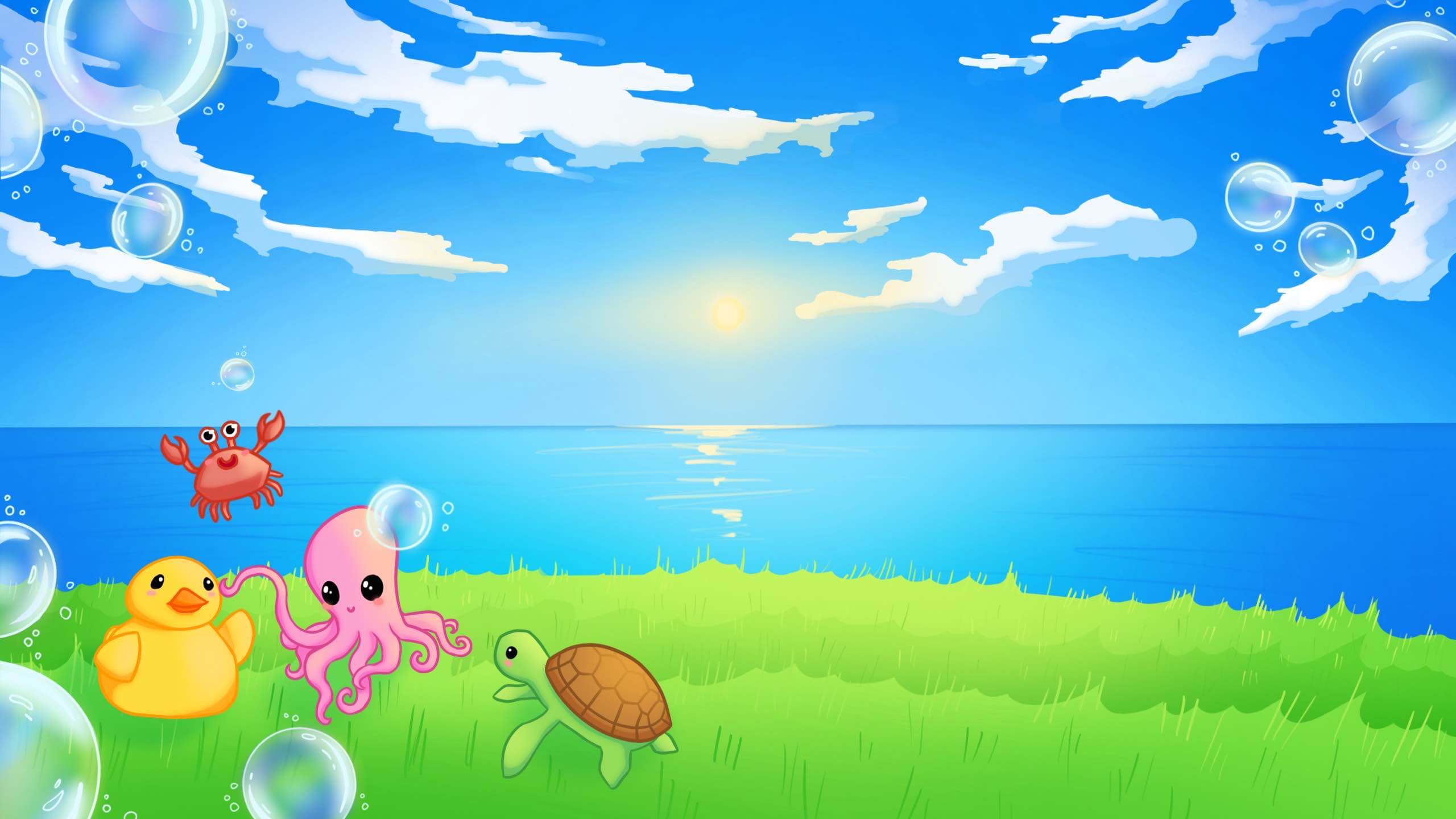 Screenshot of the main menu for Bubbles On Parade!, a tower defense game made in Unity