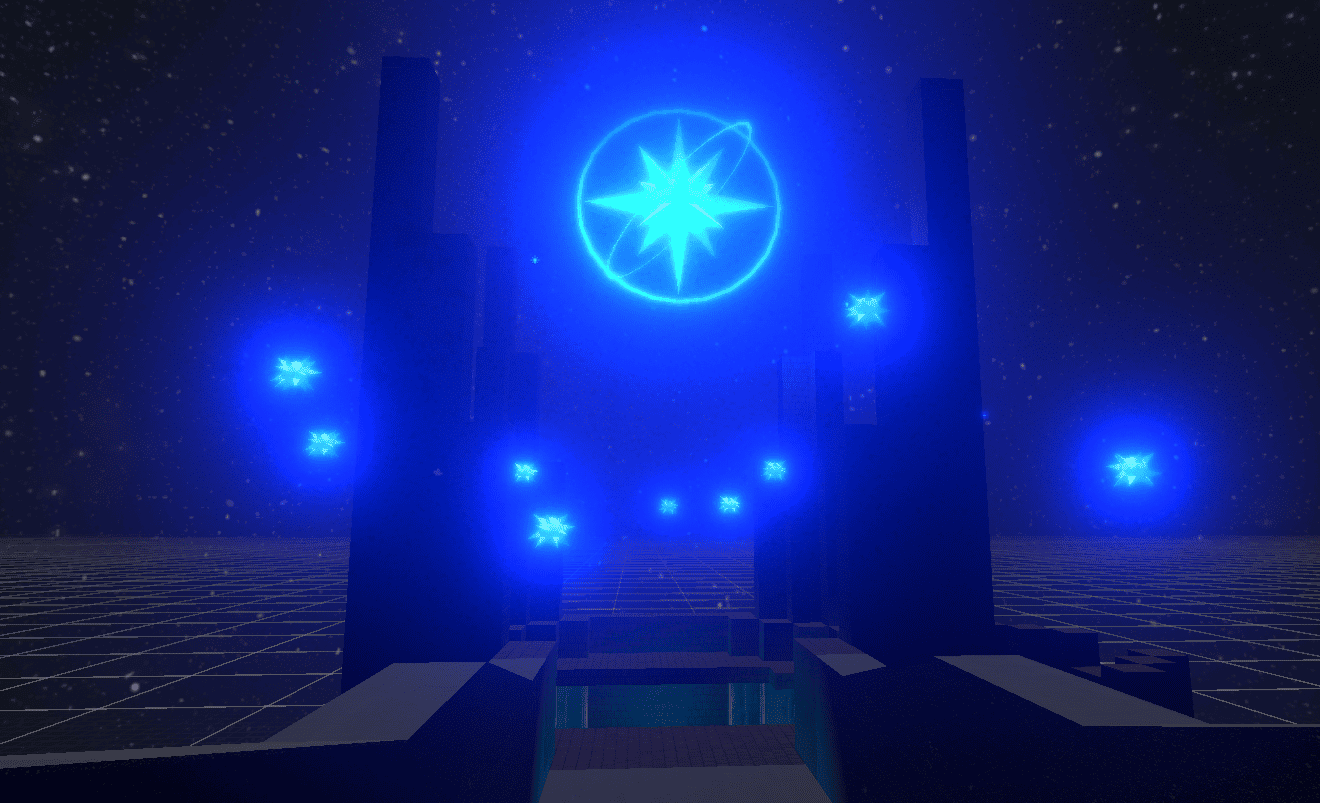 The castles second floor with the source of the arenas blue hue, the artefact